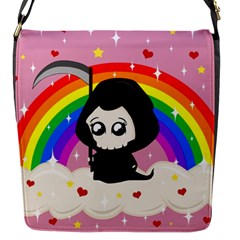 Cute Grim Reaper Flap Messenger Bag (s) by Valentinaart