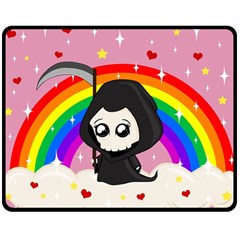 Cute Grim Reaper Double Sided Fleece Blanket (medium)  by Valentinaart