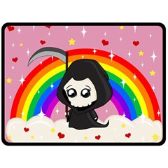 Cute Grim Reaper Double Sided Fleece Blanket (large)  by Valentinaart