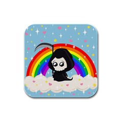 Cute Grim Reaper Rubber Square Coaster (4 Pack)  by Valentinaart