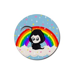 Cute Grim Reaper Rubber Round Coaster (4 Pack)  by Valentinaart