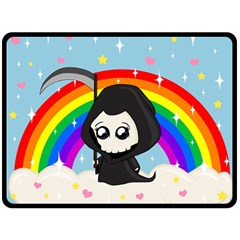 Cute Grim Reaper Fleece Blanket (large)  by Valentinaart