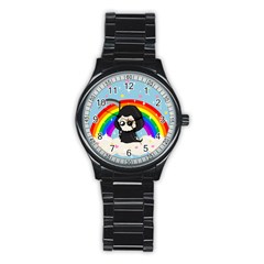 Cute Grim Reaper Stainless Steel Round Watch by Valentinaart