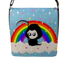 Cute Grim Reaper Flap Messenger Bag (l)  by Valentinaart