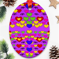 I Love This Lovely Hearty One Oval Ornament (two Sides) by pepitasart