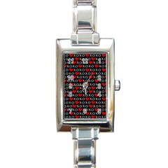 Xoxo Valentines Day Pattern Rectangle Italian Charm Watch by Valentinaart