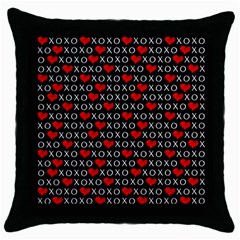 Xoxo Valentines Day Pattern Throw Pillow Case (black) by Valentinaart