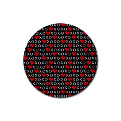 Xoxo Valentines Day Pattern Rubber Round Coaster (4 Pack)  by Valentinaart