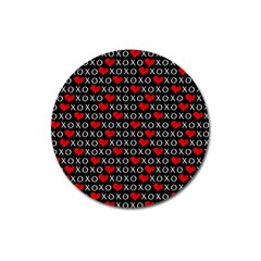 Xoxo Valentines Day Pattern Magnet 3  (round) by Valentinaart