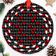 Xoxo Valentines Day Pattern Round Filigree Ornament (two Sides) by Valentinaart