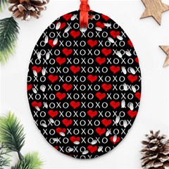 Xoxo Valentines Day Pattern Ornament (oval Filigree) by Valentinaart