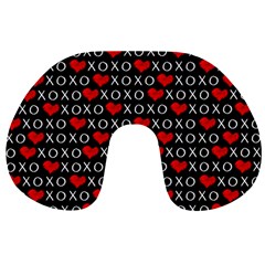 Xoxo Valentines Day Pattern Travel Neck Pillows by Valentinaart