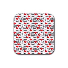 Xoxo Valentines Day Pattern Rubber Coaster (square)  by Valentinaart