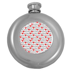 Xoxo Valentines Day Pattern Round Hip Flask (5 Oz) by Valentinaart