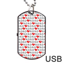 Xoxo Valentines Day Pattern Dog Tag Usb Flash (one Side) by Valentinaart