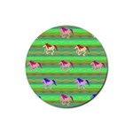 Rainbow Ponies Rubber Coaster (Round)  Front