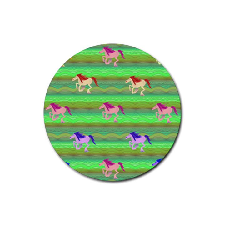 Rainbow Ponies Rubber Coaster (Round) 