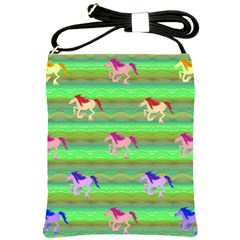 Rainbow Ponies Shoulder Sling Bags by CosmicEsoteric