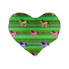 Rainbow Ponies Standard 16  Premium Heart Shape Cushions by CosmicEsoteric