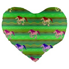 Rainbow Ponies Large 19  Premium Heart Shape Cushions by CosmicEsoteric