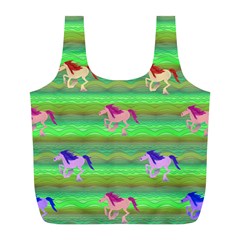 Rainbow Ponies Full Print Recycle Bags (l)  by CosmicEsoteric