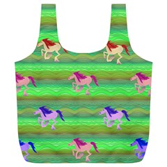 Rainbow Ponies Full Print Recycle Bags (l)  by CosmicEsoteric