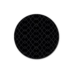 Black And White Grid Pattern Rubber Coaster (round)  by dflcprints