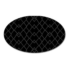 Black And White Grid Pattern Oval Magnet by dflcprints