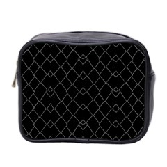 Black And White Grid Pattern Mini Toiletries Bag 2-side by dflcprints