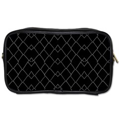 Black And White Grid Pattern Toiletries Bags by dflcprints