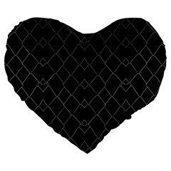 Black And White Grid Pattern Large 19  Premium Heart Shape Cushions by dflcprints