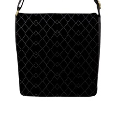 Black And White Grid Pattern Flap Messenger Bag (l)  by dflcprints