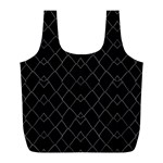 Black And White Grid Pattern Full Print Recycle Bags (L)  Front