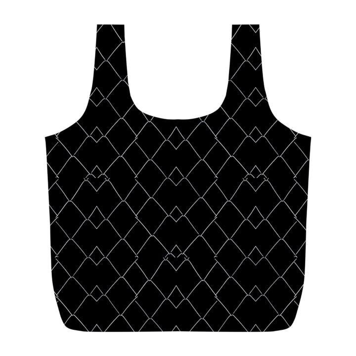 Black And White Grid Pattern Full Print Recycle Bags (L) 