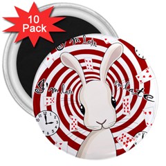 White Rabbit In Wonderland 3  Magnets (10 Pack)  by Valentinaart