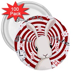 White Rabbit In Wonderland 3  Buttons (100 Pack)  by Valentinaart