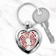 White Rabbit In Wonderland Key Chains (heart)  by Valentinaart