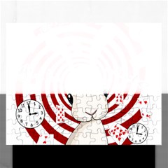 White Rabbit In Wonderland Rectangular Jigsaw Puzzl by Valentinaart