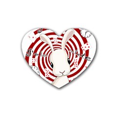 White Rabbit In Wonderland Heart Coaster (4 Pack)  by Valentinaart