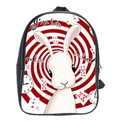 White Rabbit In Wonderland School Bag (large) by Valentinaart