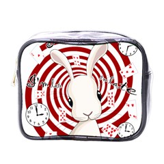 White Rabbit In Wonderland Mini Toiletries Bags by Valentinaart