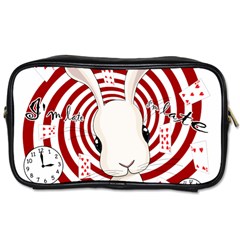 White Rabbit In Wonderland Toiletries Bags by Valentinaart