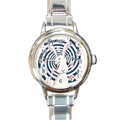 White Rabbit In Wonderland Round Italian Charm Watch by Valentinaart