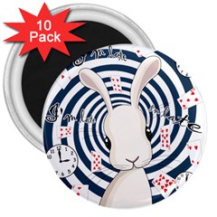 White Rabbit In Wonderland 3  Magnets (10 Pack)  by Valentinaart