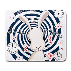 White Rabbit In Wonderland Large Mousepads by Valentinaart