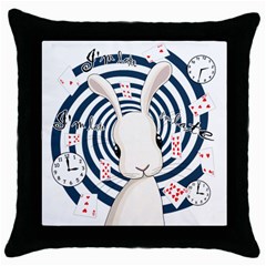 White Rabbit In Wonderland Throw Pillow Case (black) by Valentinaart