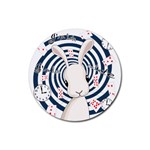 White rabbit in Wonderland Rubber Round Coaster (4 pack)  Front