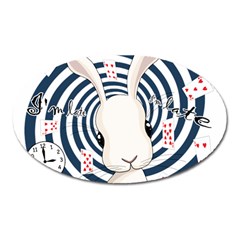 White Rabbit In Wonderland Oval Magnet by Valentinaart