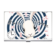 White Rabbit In Wonderland Business Card Holders by Valentinaart