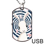 White rabbit in Wonderland Dog Tag USB Flash (One Side) Front